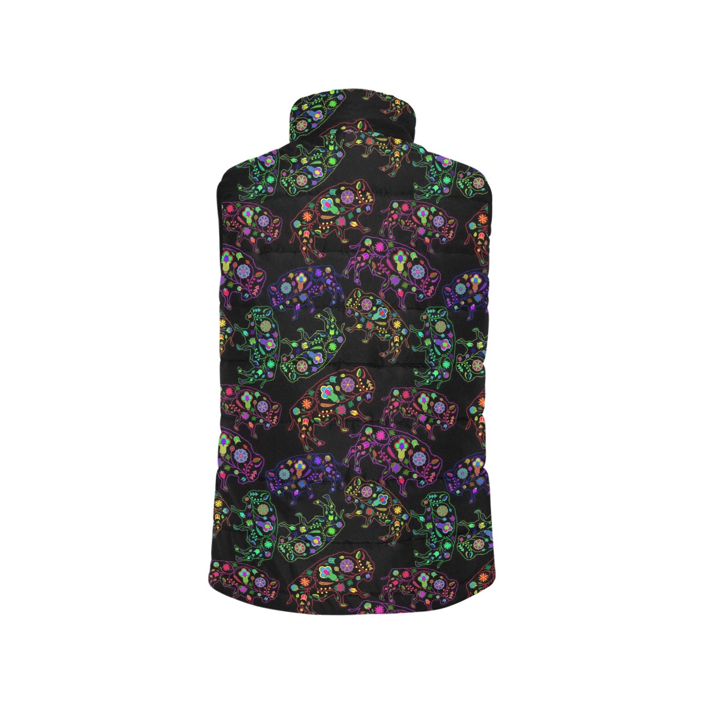 Neon Floral Buffalos Women's Padded Vest Jacket