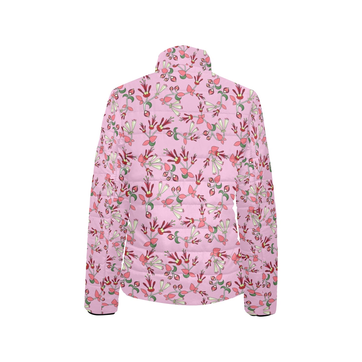 Strawberry Floral Women's Stand Collar Padded Jacket