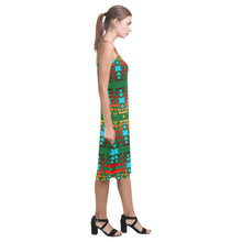 Load image into Gallery viewer, Big Pattern Fire Colors and Sky green Alcestis Slip Dress (Model D05) Alcestis Slip Dress (D05) e-joyer 
