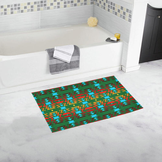 Big Pattern Fire Colors and Sky Green Bath Rug 16''x 28'' Bath Rug 16''x 28'' e-joyer 