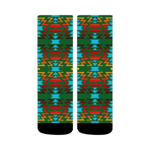 Big Pattern Fire Colors and Sky green Crew Socks Crew Socks e-joyer 