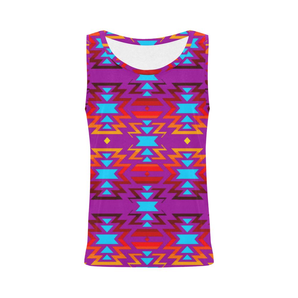 Big Pattern Fire Colors and Sky Moon Shadow All Over Print Tank Top for Women (Model T43) All Over Print Tank Top for Women (T43) e-joyer 