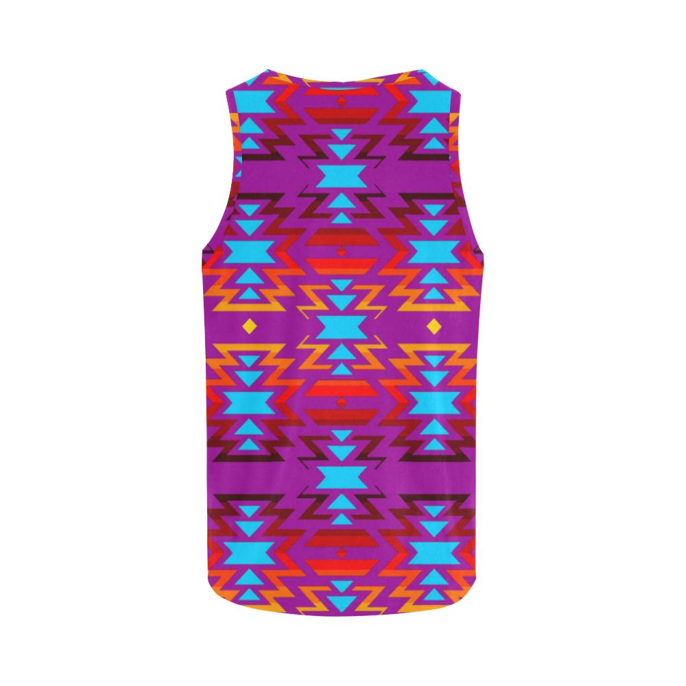 Big Pattern Fire Colors and Sky Moon Shadow All Over Print Tank Top for Women (Model T43) All Over Print Tank Top for Women (T43) e-joyer 