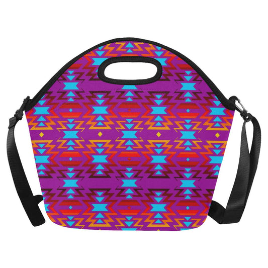 Big Pattern Fire Colors and Sky Moon Shadow Large Insulated Neoprene Lunch Bag That Replaces Your Purse (Model 1669) Neoprene Lunch Bag/Large (1669) e-joyer 