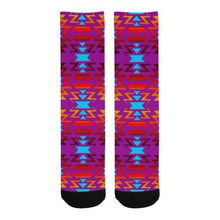 Load image into Gallery viewer, Big Pattern Fire Colors and Sky Moon Shadow Trouser Socks Trouser Socks e-joyer 
