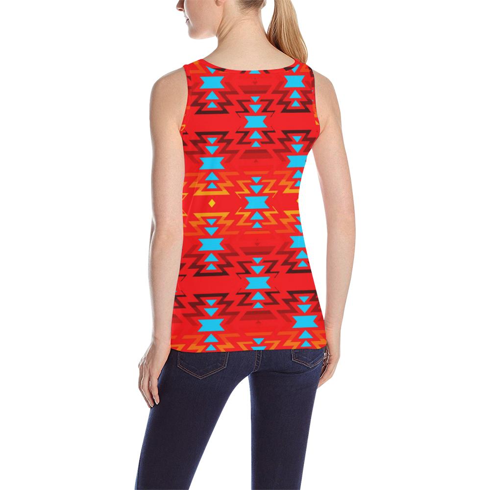 Big Pattern Fire Colors and Sky Sierra All Over Print Tank Top for Women (Model T43) All Over Print Tank Top for Women (T43) e-joyer 