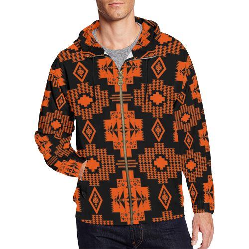 Black and orange All Over Print Full Zip Hoodie for Men (Model H14) All Over Print Full Zip Hoodie for Men (H14) e-joyer 