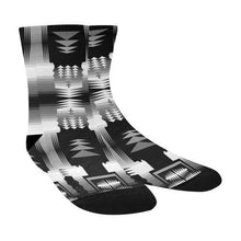 Load image into Gallery viewer, Black and White Fire and Sky Crew Socks Crew Socks e-joyer 
