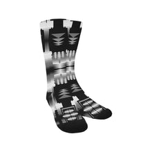 Load image into Gallery viewer, Black and White Fire and Sky Trouser Socks Trouser Socks e-joyer 
