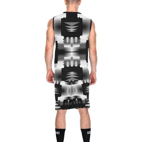 Black and White Sage All Over Print Basketball Uniform Basketball Uniform e-joyer 