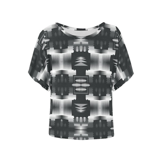 Black and White Sage Women's Batwing-Sleeved Blouse T shirt (Model T44) Women's Batwing-Sleeved Blouse T shirt (T44) e-joyer 