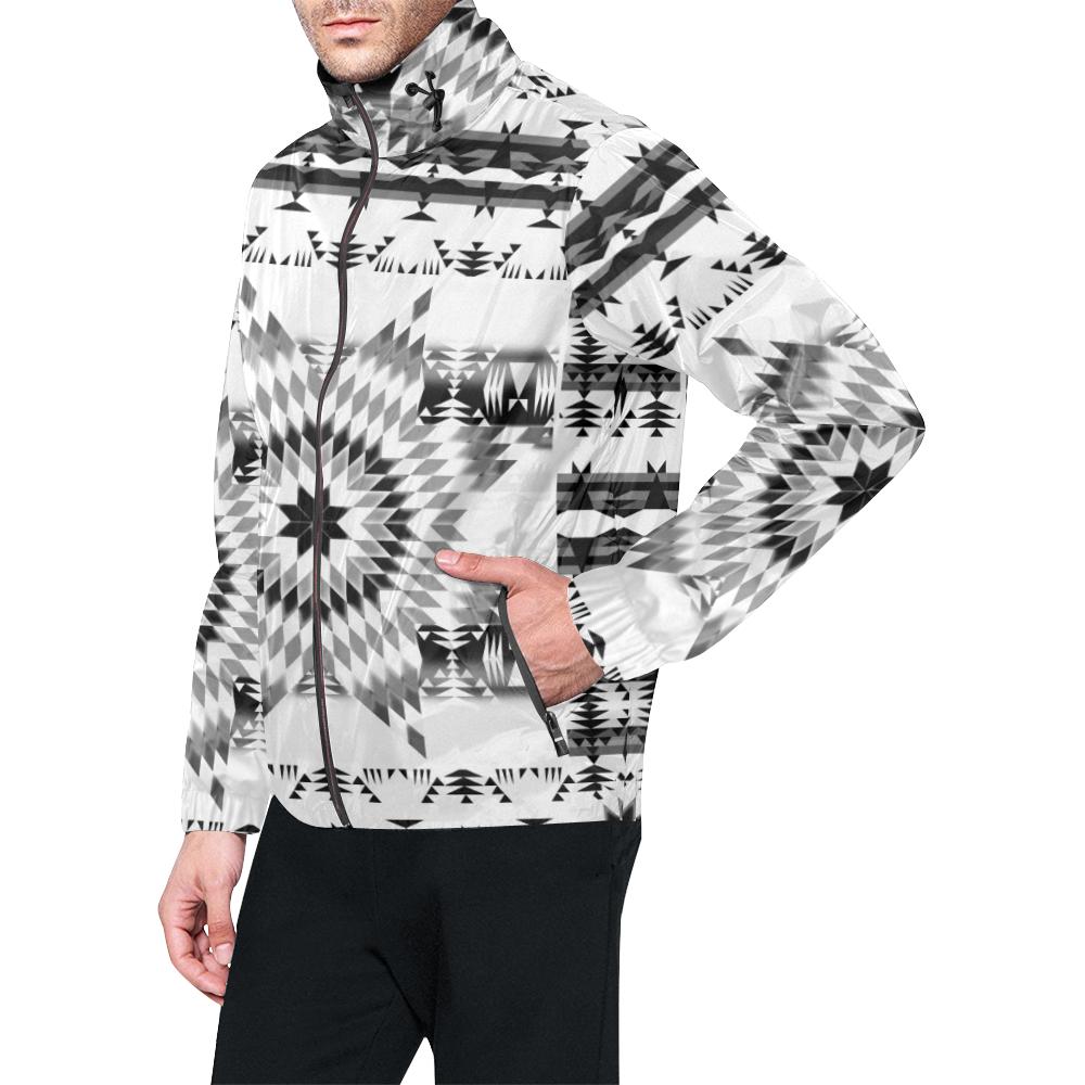 Black and White Star Quilt Unisex All Over Print Windbreaker (Model H23) All Over Print Windbreaker for Men (H23) e-joyer 