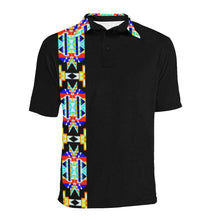 Load image into Gallery viewer, Black Blanket Strip Men&#39;s All Over Print Polo Shirt (Model T55) Men&#39;s Polo Shirt (Model T55) e-joyer 
