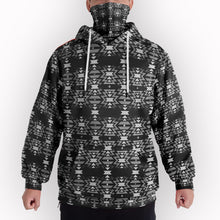 Load image into Gallery viewer, Black Fire and Gray Hoodie with Face Cover 49 Dzine 
