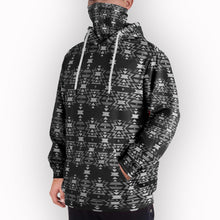 Load image into Gallery viewer, Black Fire and Gray Hoodie with Face Cover 49 Dzine 
