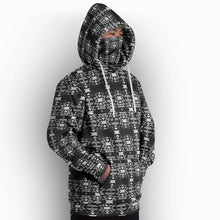 Load image into Gallery viewer, Black Fire and Gray Hoodie with Face Cover 49 Dzine 
