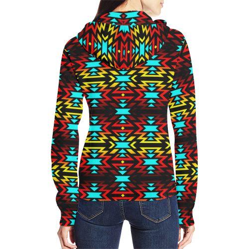 Black Fire and Sky All Over Print Full Zip Hoodie for Women (Model H14) All Over Print Full Zip Hoodie for Women (H14) e-joyer 