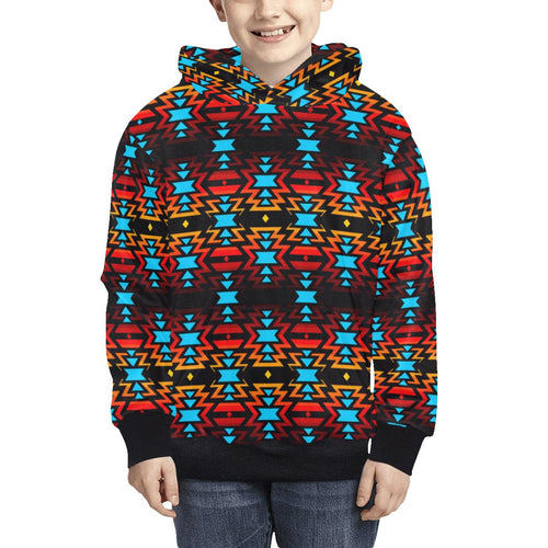 Black Fire and Sky Kids' All Over Print Hoodie (Model H38) Kids' AOP Hoodie (H38) e-joyer 