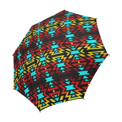 Black Fire and Sky Semi-Automatic Foldable Umbrella Semi-Automatic Foldable Umbrella e-joyer 