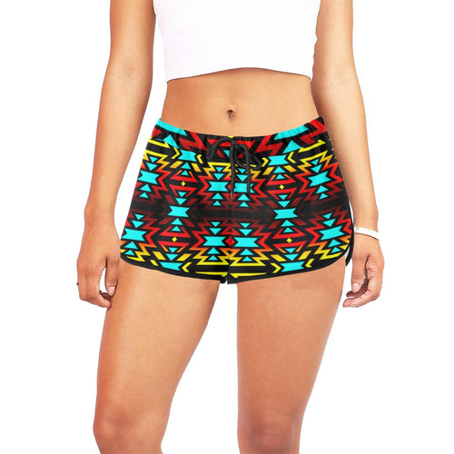 Black Fire and Sky Women's All Over Print Relaxed Shorts (Model L19) Women's All Over Print Relaxed Shorts (L19) e-joyer 