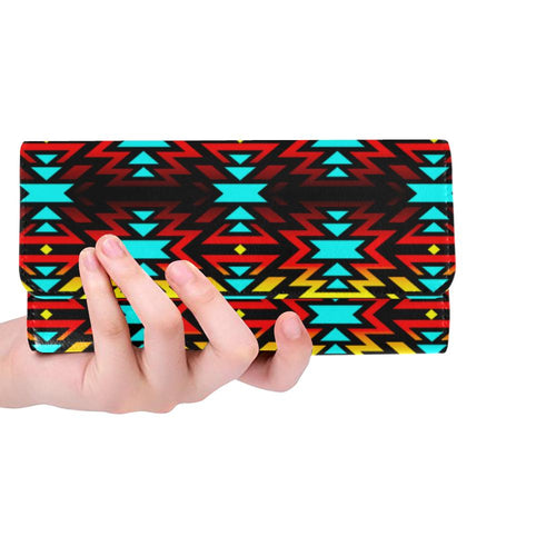 Black Fire and Sky Women's Trifold Wallet Women's Trifold Wallet e-joyer 