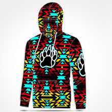 Load image into Gallery viewer, Black Fire and Sky Yellow Hoodie with Face Cover 49 Dzine 
