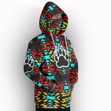 Load image into Gallery viewer, Black Fire and Sky Yellow Hoodie with Face Cover 49 Dzine 
