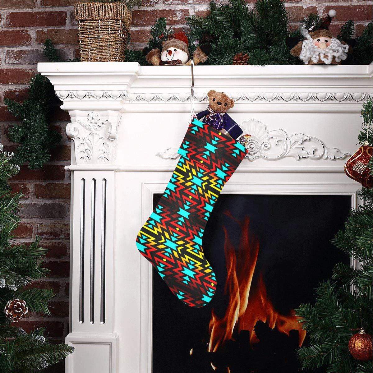 Black Fire and Turquoise Christmas Stocking Christmas Stocking e-joyer 