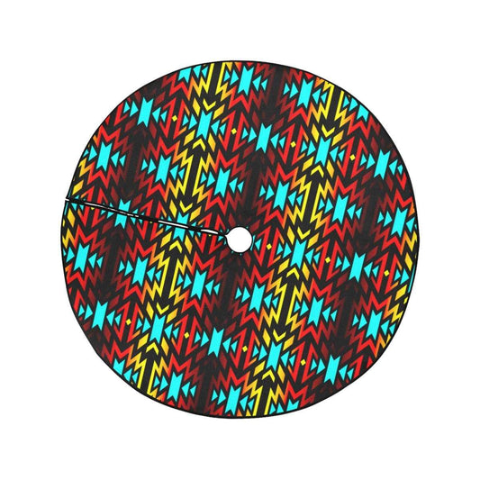 Black Fire and Turquoise Christmas Tree Skirt 47" x 47" Christmas Tree Skirt e-joyer 