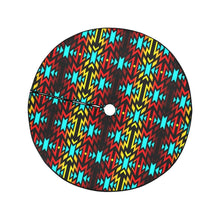 Load image into Gallery viewer, Black Fire and Turquoise Christmas Tree Skirt 47&quot; x 47&quot; Christmas Tree Skirt e-joyer 
