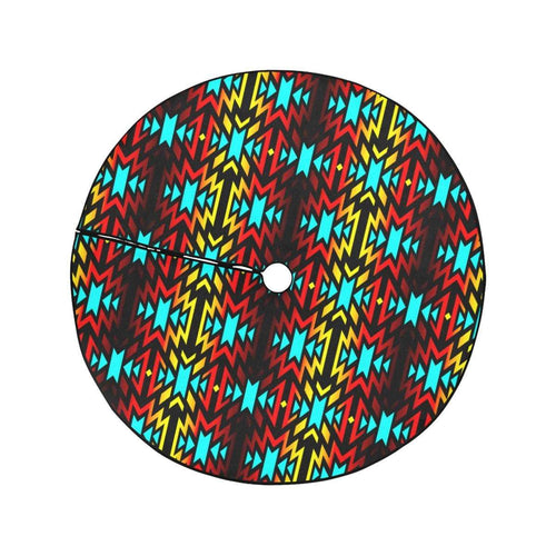 Black Fire and Turquoise Christmas Tree Skirt 47