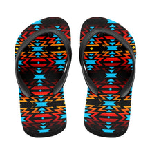 Load image into Gallery viewer, Black Fire and Turquoise Flip Flops 49 Dzine 
