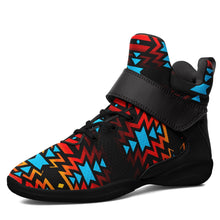 Load image into Gallery viewer, Black Fire and Turquoise Ipottaa Basketball / Sport High Top Shoes 49 Dzine US Women 4.5 / US Youth 3.5 / EUR 35 Black Sole with Black Strap 
