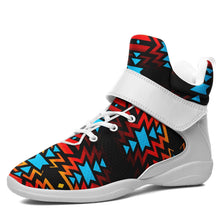 Load image into Gallery viewer, Black Fire and Turquoise Ipottaa Basketball / Sport High Top Shoes 49 Dzine US Women 4.5 / US Youth 3.5 / EUR 35 White Sole with White Strap 
