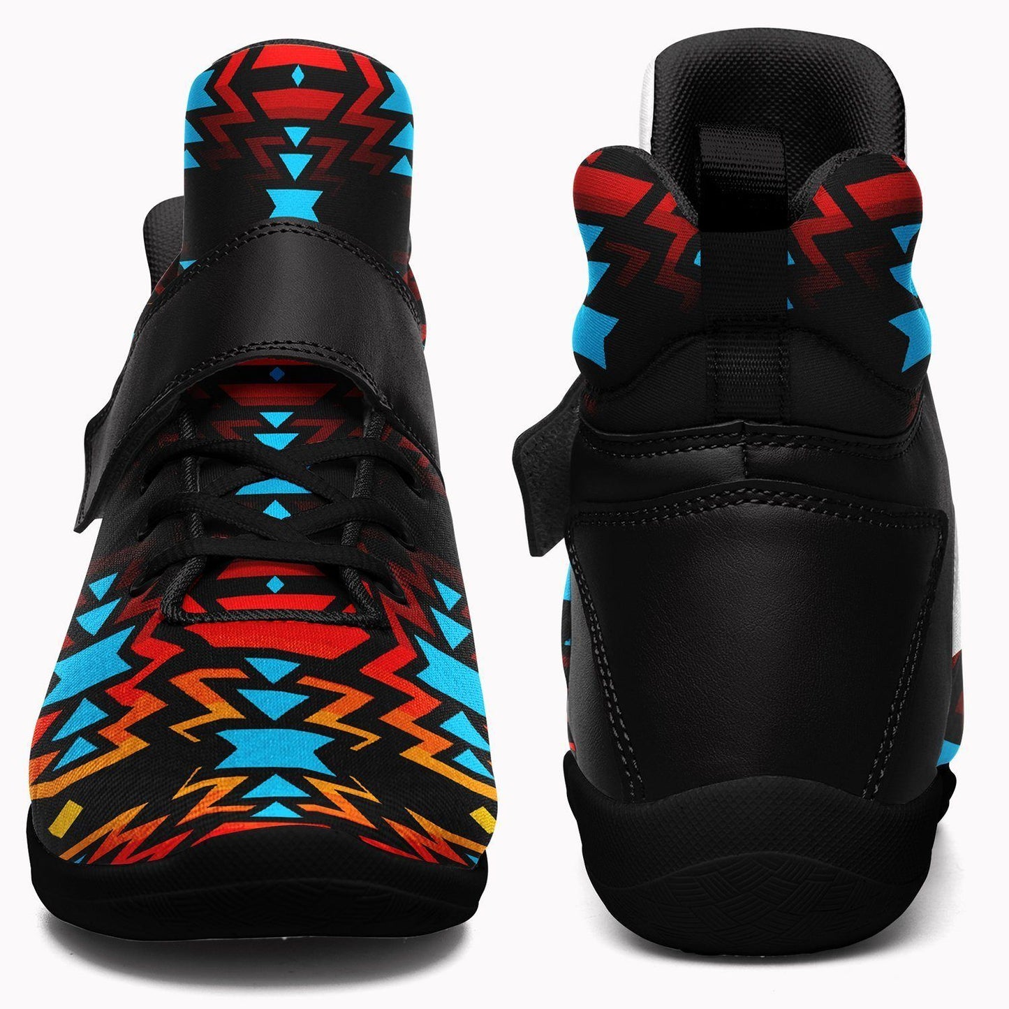 Black Fire and Turquoise Ipottaa Basketball / Sport High Top Shoes - Black Sole 49 Dzine 