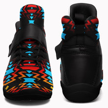 Load image into Gallery viewer, Black Fire and Turquoise Ipottaa Basketball / Sport High Top Shoes - Black Sole 49 Dzine 
