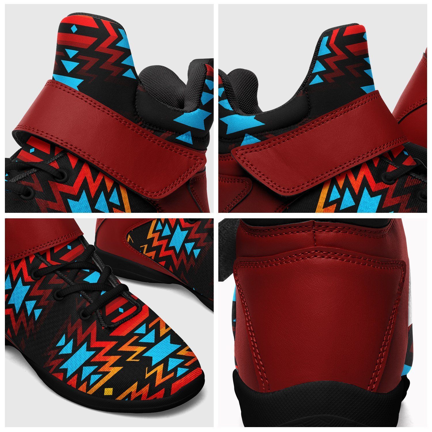 Black Fire and Turquoise Ipottaa Basketball / Sport High Top Shoes - Black Sole 49 Dzine 