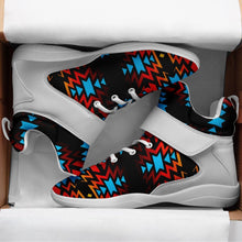 Load image into Gallery viewer, Black Fire and Turquoise Ipottaa Basketball / Sport High Top Shoes - White Sole 49 Dzine 
