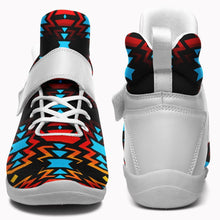 Load image into Gallery viewer, Black Fire and Turquoise Ipottaa Basketball / Sport High Top Shoes - White Sole 49 Dzine 
