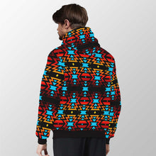 Load image into Gallery viewer, Black Fire and Turquoise Sherpa Hoodie 49 Dzine 
