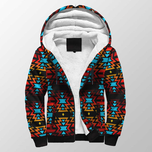 Black Fire and Turquoise Sherpa Hoodie 49 Dzine 