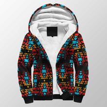 Load image into Gallery viewer, Black Fire and Turquoise Sherpa Hoodie 49 Dzine 
