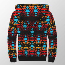 Load image into Gallery viewer, Black Fire and Turquoise Sherpa Hoodie 49 Dzine 
