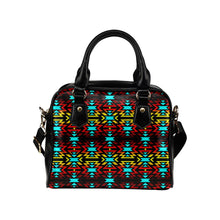 Load image into Gallery viewer, Black Fire and Turquoise Shoulder Handbag (Model 1634) Shoulder Handbags (1634) e-joyer 
