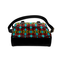 Load image into Gallery viewer, Black Fire and Turquoise Shoulder Handbag (Model 1634) Shoulder Handbags (1634) e-joyer 
