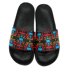 Load image into Gallery viewer, Black Fire and Turquoise Slide Sandals 49 Dzine 
