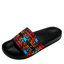 Load image into Gallery viewer, Black Fire and Turquoise Slide Sandals 49 Dzine 
