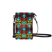 Load image into Gallery viewer, Black Fire and Turquoise Small Cell Phone Purse (Model 1711) Small Cell Phone Purse (1711) e-joyer 
