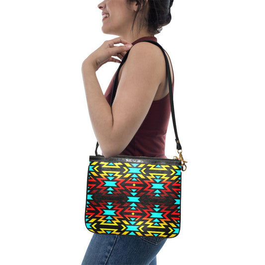 Black Fire and Turquoise Small Shoulder Bag (Model 1710) Small Shoulder Bag (1710) e-joyer 