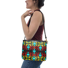 Load image into Gallery viewer, Black Fire and Turquoise Small Shoulder Bag (Model 1710) Small Shoulder Bag (1710) e-joyer 
